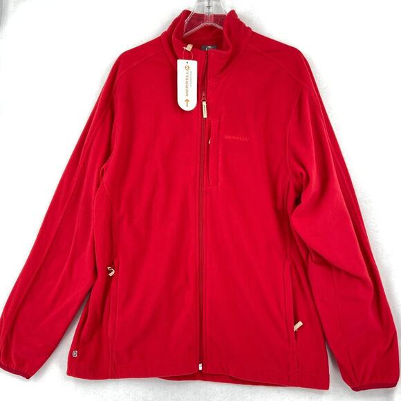 Merrell Fleece Jacket Women's Size L Cardinal Red Full Zip with Pockets NEW - Picture 1 of 12